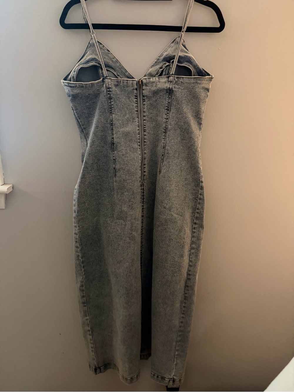 Habitual Light Wash Denim Midi Dress with Front Slit - Picture 6 of 6
